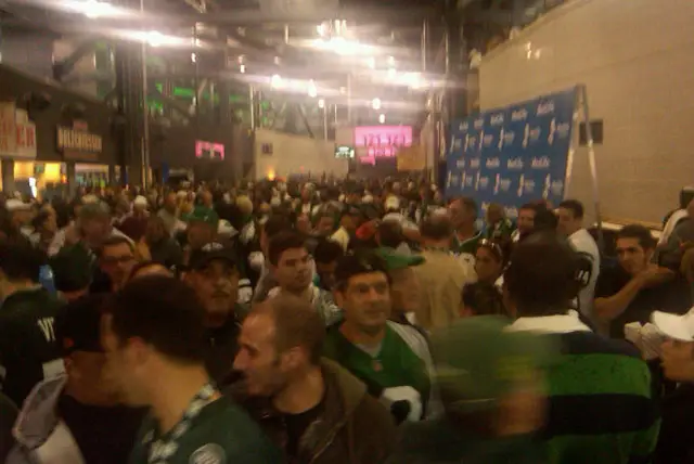 "Chaos at the #Jets game due to the lightning delay. #nfl"